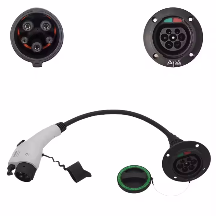 Type 2 to Type 1 EV / PHEV Charging Charge Cable Adapter Adaptor Converter - 32amp, 1 meter